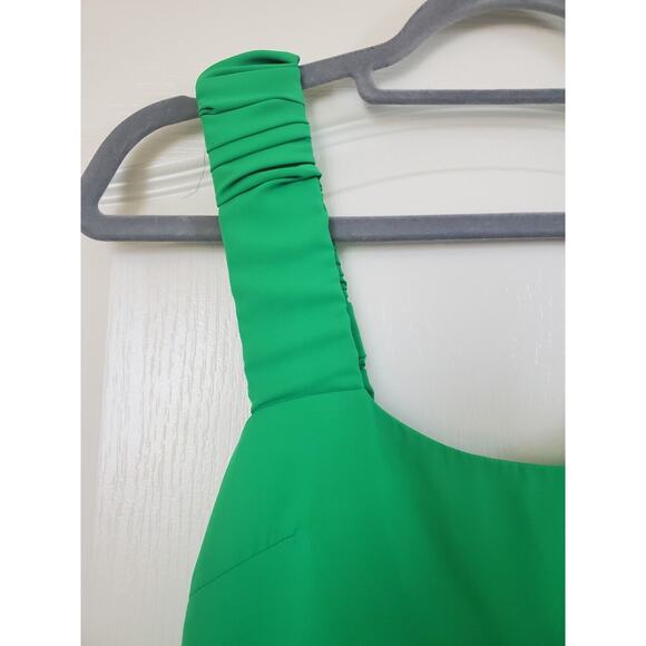 Amanda Uprichard Nicolia Grass Green Sleeveless Tiered Ruffle Mini Dress, Small - Picture 5 of 13